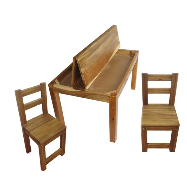 Hardwood study desk and 2 standard chairs