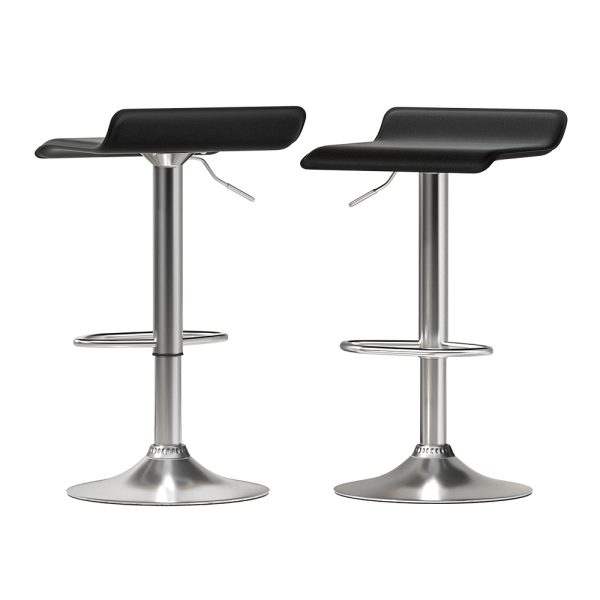 2x Bar Stools Faux Leather Chair Black