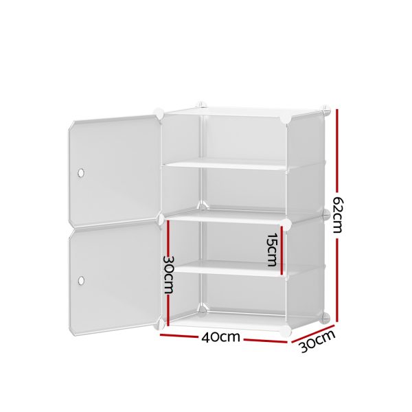 Shoe Box DIY Set of 2 Storage Cube Stackable White