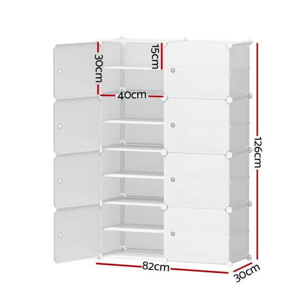 Shoe Box DIY Set of 8 Storage Cube Stackable White