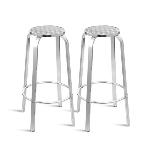 2-Piece Outdoor Bar Stools Patio Indoor Bistro Aluminum Chairs