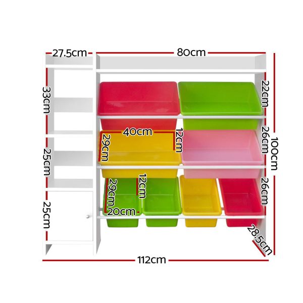 Kids Toy Box 8 Bins Bookshelf Storage Rack Organiser Toy Display