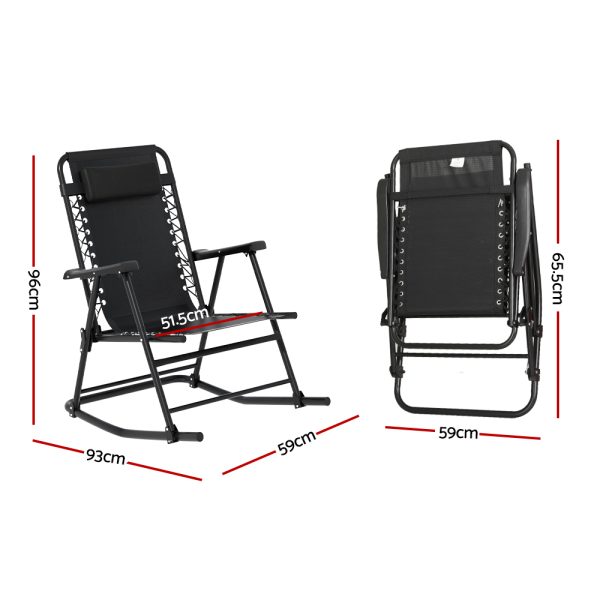 Outdoor Rocking Chair Folding Reclining Recliner Patio Furniture Garden