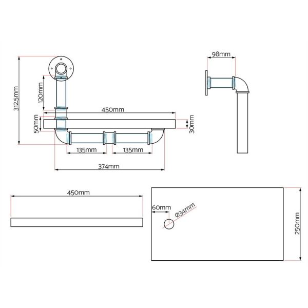 Floating DIY Pipe Shelf Set of 2 – IVOR