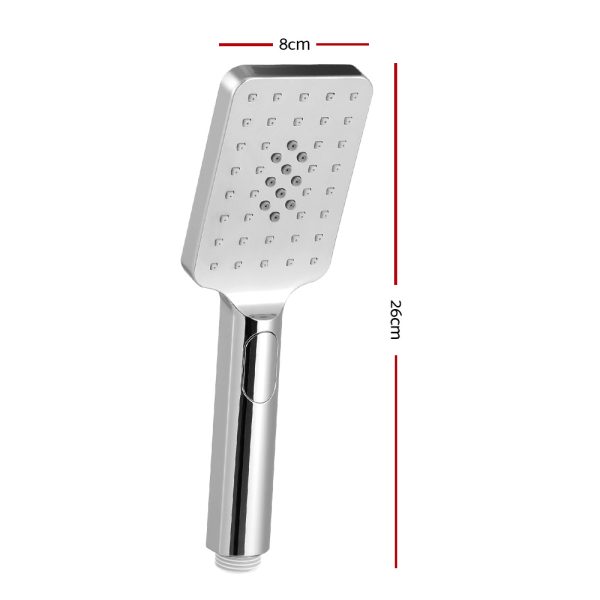 Handheld Shower Head 3.1” High Pressure 3 Spray Modes Square Chrome