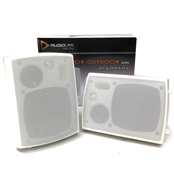 New Audioline Indoor Outdoor Speaker Pair 3-Way 4″” Bookshelf Wall / Ceiling Mount