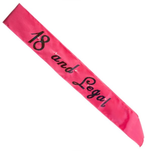 Hot Pink 18 Legal Flashing Sash – Party accessories