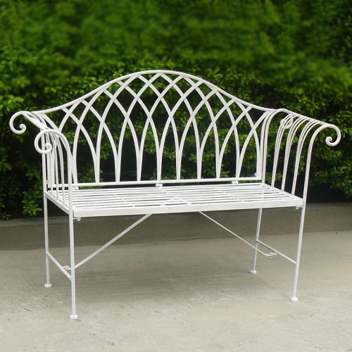 White Lavinia Iron Outdoor Bench