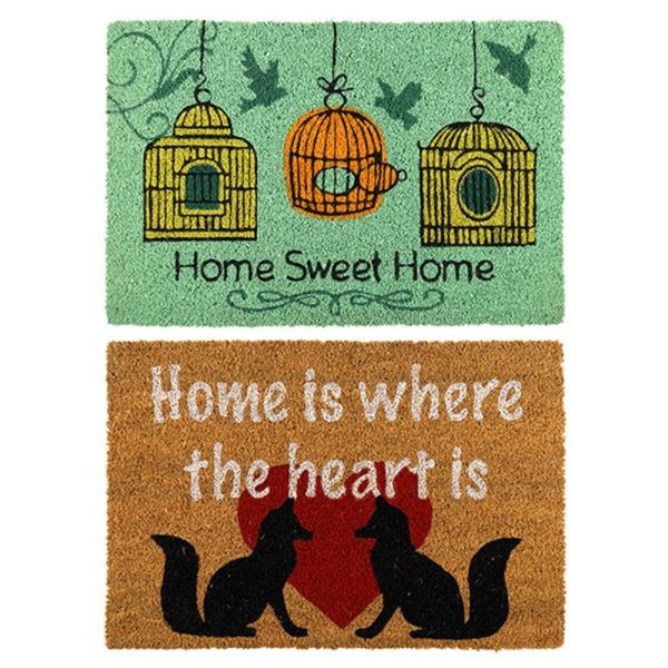 2 x Doormat for Front Door Entryway Cursive Natural Coconut Coir Floor mat Outdoor 40x60cm