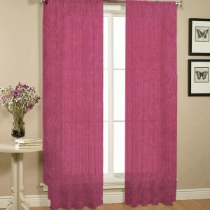 Pair of Crushed Sheer Curtains Burgundy