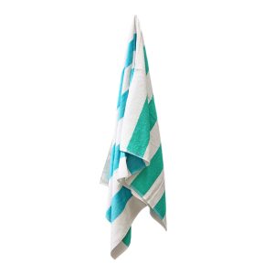 400GSM Premium Cotton Reversible Striped Beach Towel 76 x 152 cm Aqua Teal