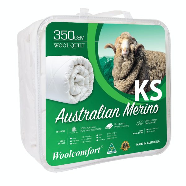 Aus Made Merino Wool Quilt 350GSM 160x210cm King Single Size