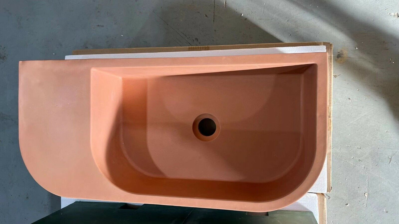 New Concrete Cement Wash Basin Counter Top Matte Clay Red Wall Hung Basin