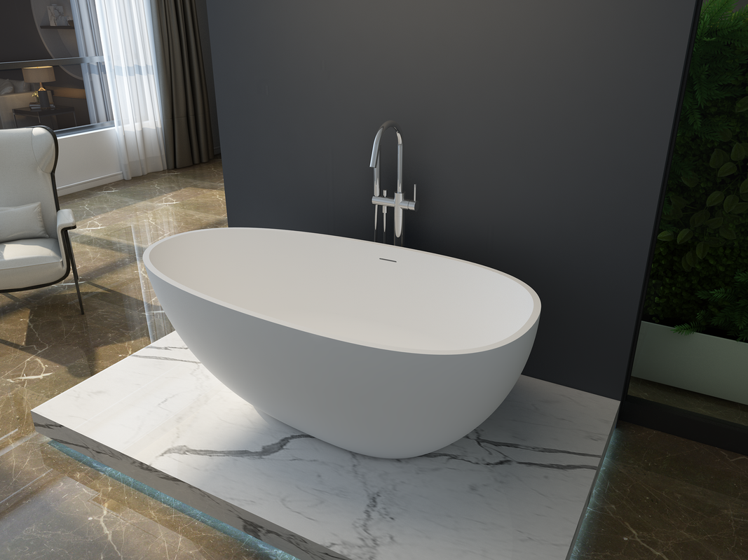 Medium Size Egg Shaped Cast stone – Solid Surface Bath 1600mm length