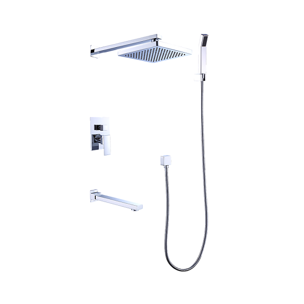 8″ Rain Shower Head Straight Wall Arm Mixer Set Wall Bath Spout Outlet Tap