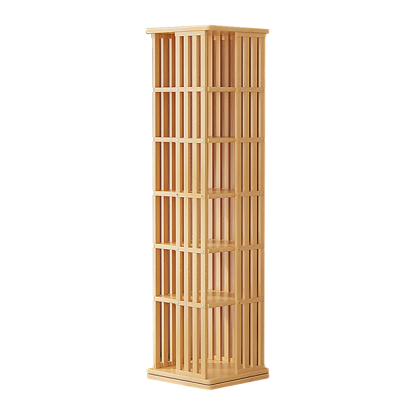 360 Rotating Bookshelf Bamboo Storage Display Rack Shelving in Wood